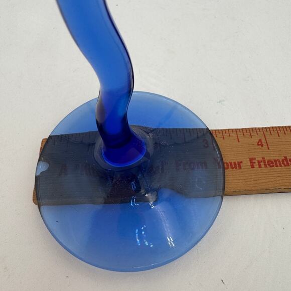 Libbey Martini Glasses in Courbe Pattern Blue Stem Set of 3 - Picture 7 of 8